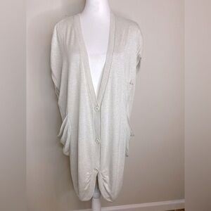 Alice + Olivia Oversized Slouchy Long Gray Sleeveless Button-Up Cardigan XL